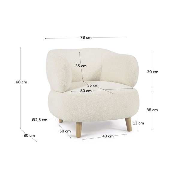 Baltas fotelis Luisa - Kave Home-image-4
