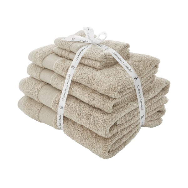 Smėlio spalvos iš frote audinio iš medvilnės vonios rankšluosčių rinkiniai 6 vnt. Anti-Bacterial – Catherine Lansfield