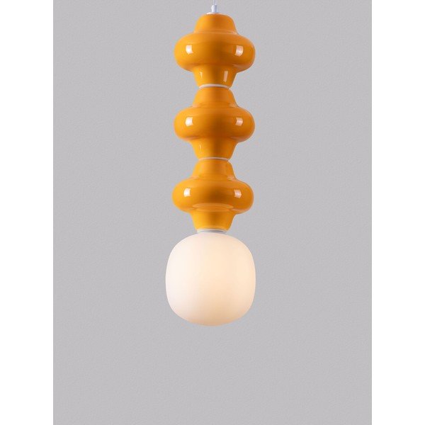 Baltos spalvos/oranžinės spalvos iš keramikos kabantis šviestuvas ø 18 cm su stiklo gaubtu Clio – Nova Luce-image-1
