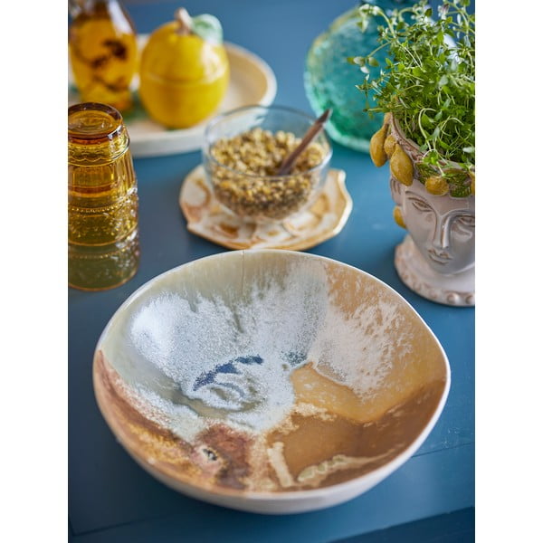 Kreminės spalvos iš akmens masės mažas dubuo 1,3 l Lacey – Bloomingville-image-1