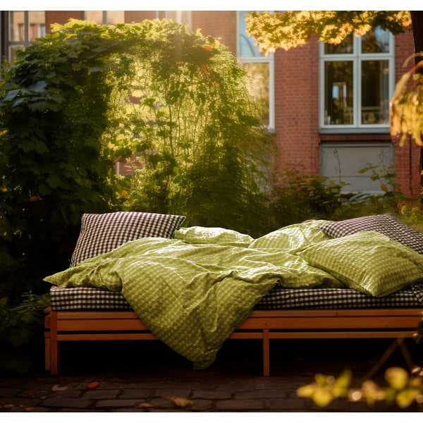 Iš banguotos tekstūros viengulė patalynė žalios spalvos/rožinės spalvos 140x200 cm Bæk&Bølge – JUNA-image-4