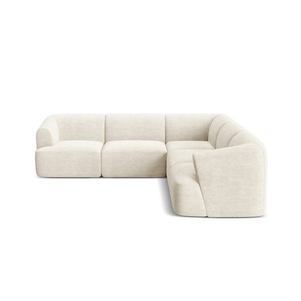 Smėlio spalvos kampinė sofa iš kordinio velveto Campi – Cosmopolitan Design-image-2