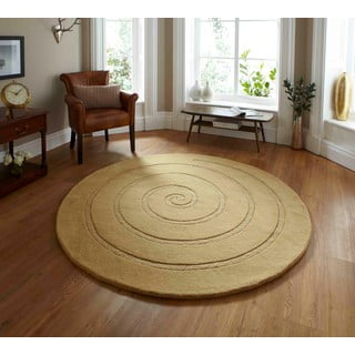 Smėlio spalvos vilnonis kilimas Think Rugs Spiral, ⌀ 140 cm