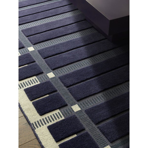 Rankų darbo tamsiai mėlynos spalvos/smėlio spalvos iš vilnos kilimas 120x170 cm – Asiatic Carpets-image-2