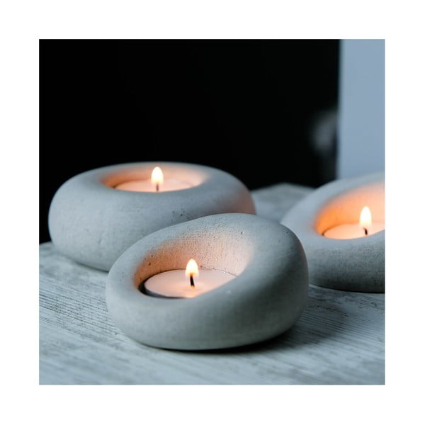Betoninių žvakidžių rinkinys iš 3 vnt. Donut - Mioli Decor-image-1