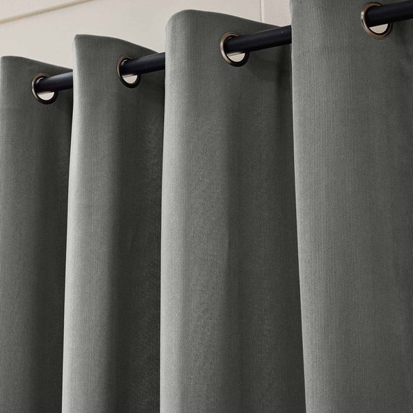 Antracito spalvos iš kordinio velveto termo užuolaida 140x260 cm Madison – douceur d'intérieur-image-2