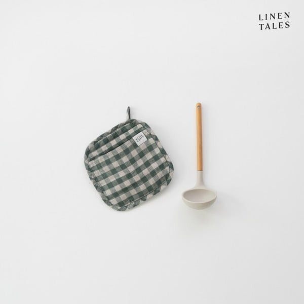 Iš lino orkaitės pirštinė Forest Green Gingham – Linen Tales