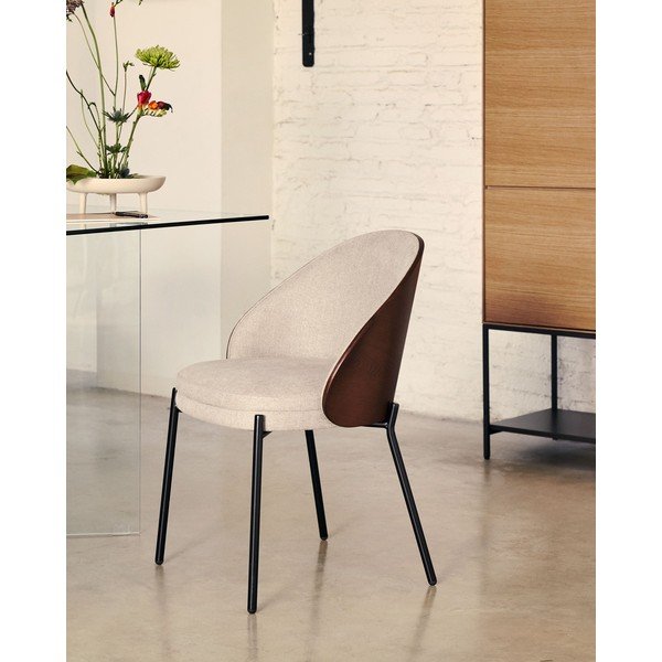 Smėlio spalvos iš audinio valgomojo kėdė Eamy – Kave Home-image-1