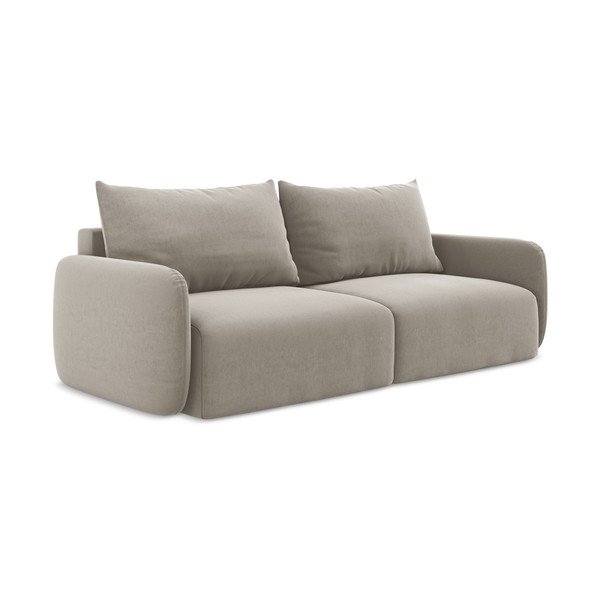 Taupe spalvos sulankstoma/su sandėliavimo vieta sofa iš velveto 238 cm Kalena – Makamii-image-2