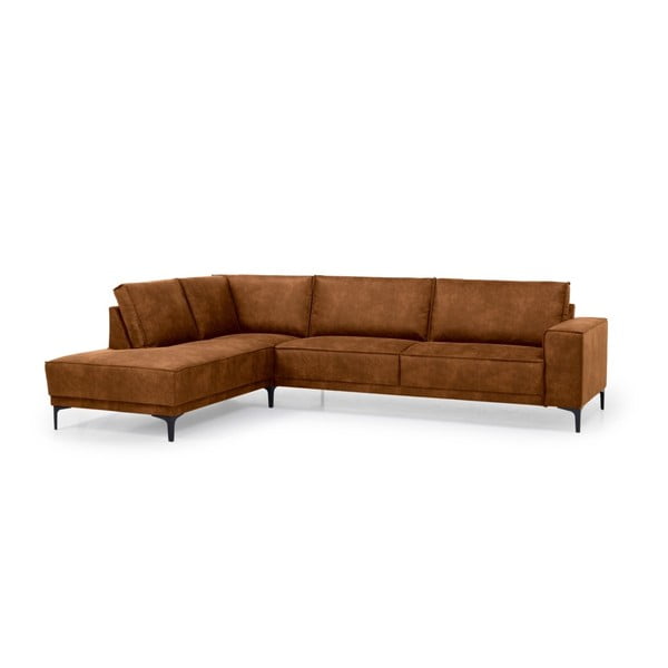 Iš dirbtinės odos kampinė sofa konjako rudos spalvos (su kairiuoju kampu) Copenhagen – Scandic-image-2