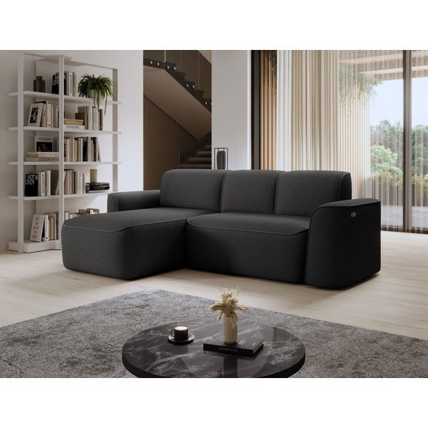 Antracito spalvos iš boucle kampinė sofa (su kairiuoju kampu/su gultu) Ume – ELTAP-image-4