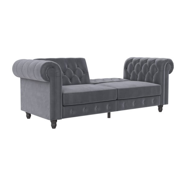 Iš velveto sulankstoma sofa tamsiai pilkos spalvos 236 cm Felix – Støraa-image-1