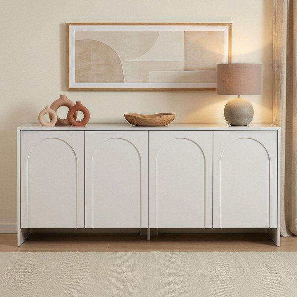 Baltos spalvos šoninė spintelė 180x80x45 cm Arlen  – Kalune Design-image-1