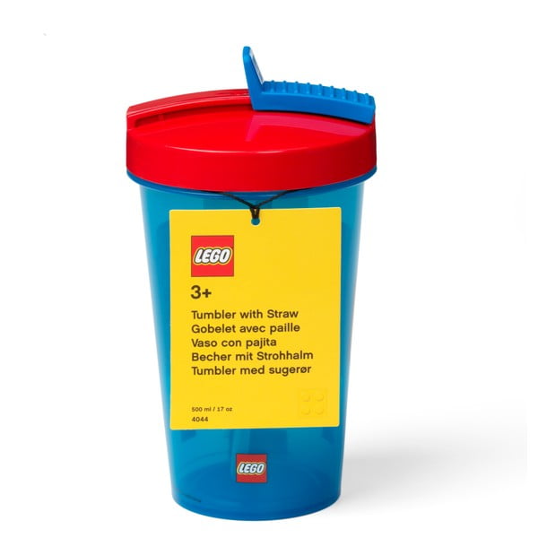 Mėlynas puodelis su raudonu dangteliu ir šiaudeliu LEGO® Iconic, 500 ml-image-1