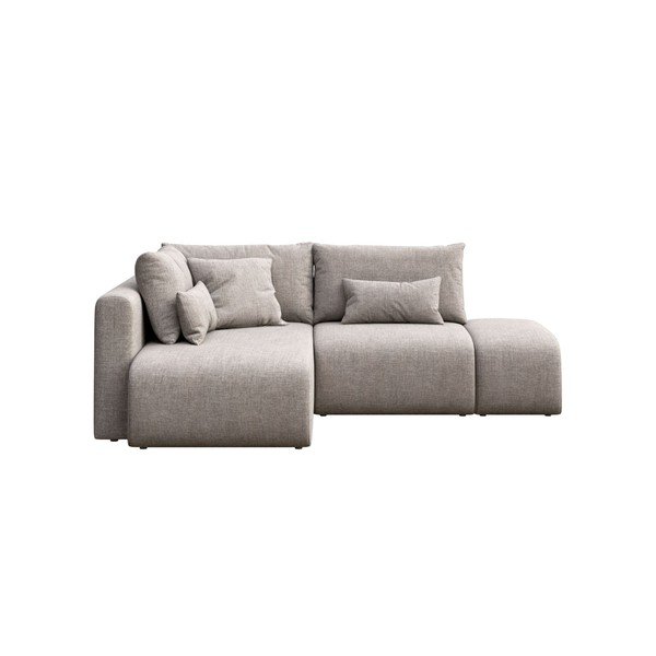 Sulankstoma/su sandėliavimo vieta kampinė sofa šviesiai pilkos spalvos (su kairiuoju kampu/su gultu) Lumine – Ghado
