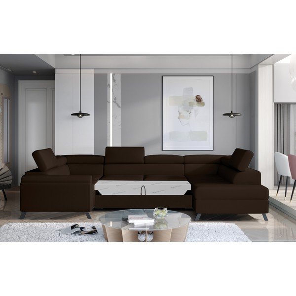Tamsiai rudos spalvos iš velveto sulankstoma/su sandėliavimo vieta kampinė sofa (su dešiniuoju kampu/„U“ formos) Escada – ELTAP-image-2