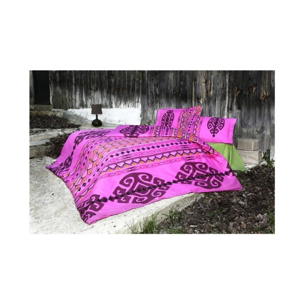 Įtrauktas linas, marmurinis rožinis, 200x220 cm-image-1
