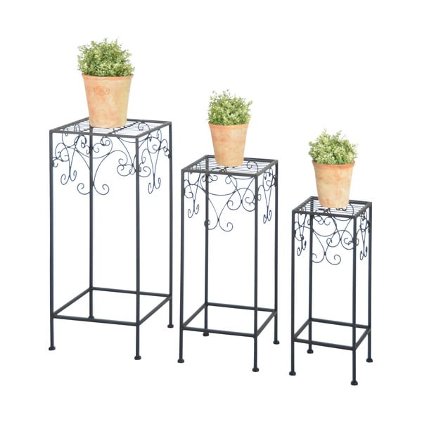 3 juodų gėlių staliukų rinkinys Esschert Design-image-1