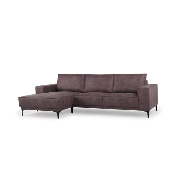 Iš dirbtinės odos kampinė sofa tamsiai rudos spalvos (su kairiuoju kampu) Copenhagen – Scandic-image-2