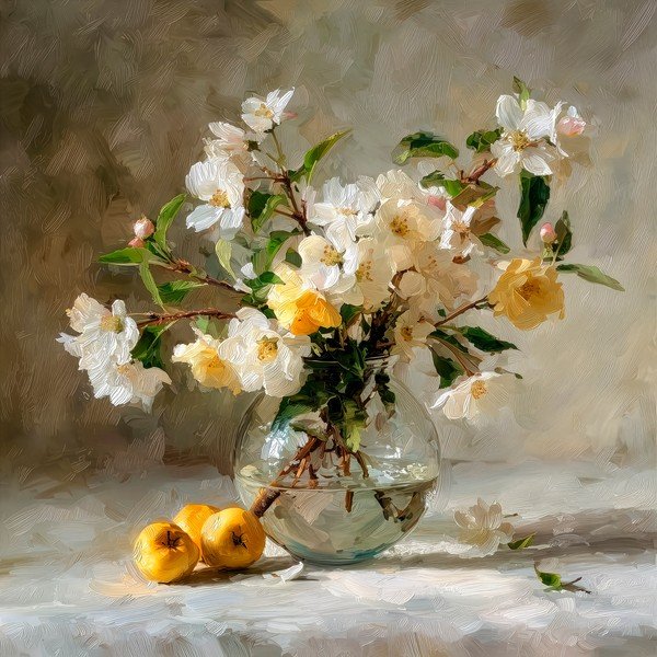 Spausdintas paveikslas su rėmeliu 70x70 cm Apple Flowers – Styler