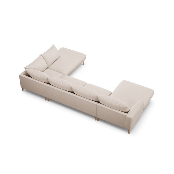 Smėlio spalvos kampinė sofa („U“ formos) Naomi – Micadoni -image-2