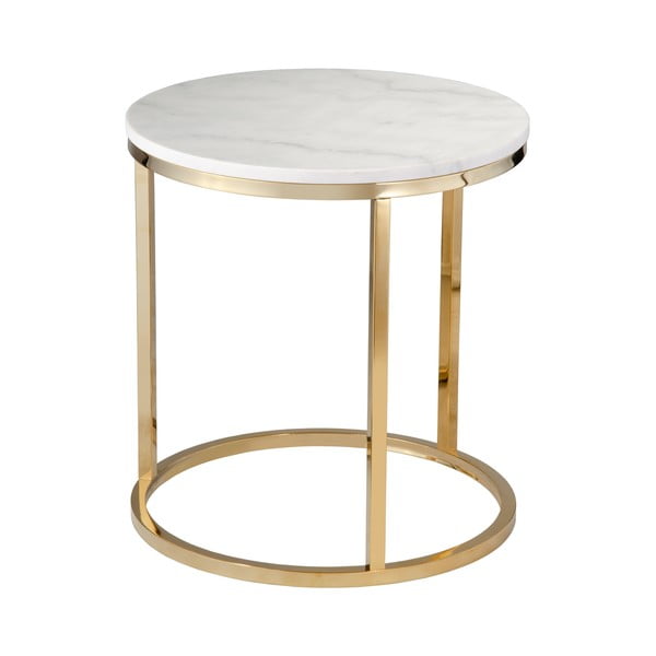 Baltas marmurinis stalas su auksiniu pagrindu "RGE Accent", ⌀ 50 cm