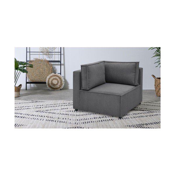 Modulinė sofa tamsiai pilkos spalvos iš kordinio velveto (kintama) Nihad modular – Bobochic Paris-image-1