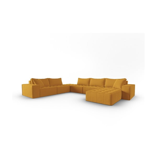 Kampinė sofa geltonos spalvos (su kairiuoju kampu/„U“ formos) Mike – Micadoni Home