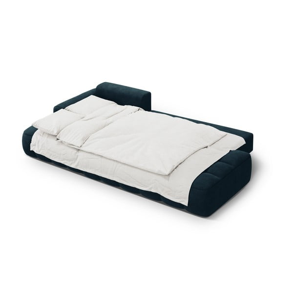 Smaragdinės spalvos iš velveto sulankstoma/su sandėliavimo vieta kampinė sofa (su kairiuoju kampu/su gultu) Linz – Cosmopolitan Design-image-4