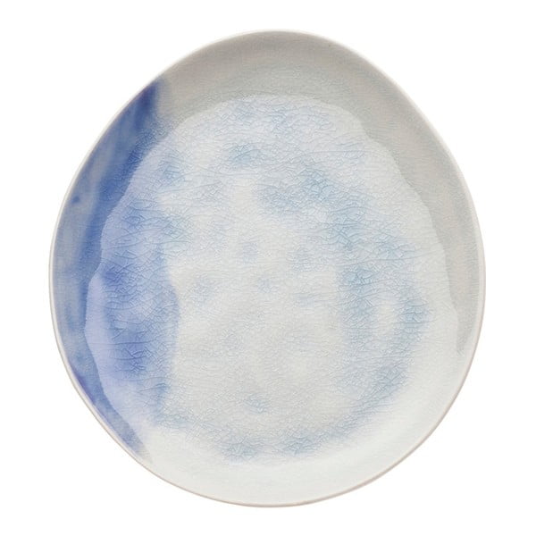 Mėlyna ir balta akmens masės lėkštė "Kare Design Cracle", Ø 21 cm