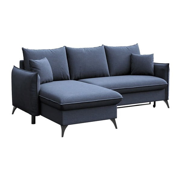 Mėlynos spalvos sulankstoma/su sandėliavimo vieta kampinė sofa (su kairiuoju kampu/su gultu) Brim – Rodier-image-2