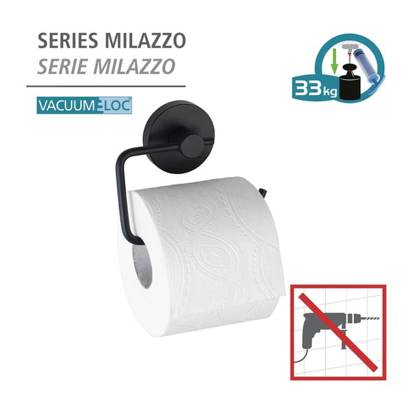 Juodas tualetinio popieriaus laikiklis Wenko Vacuum-Loc® Milazzo-image-3