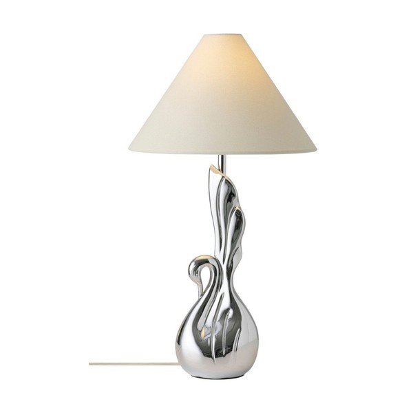 Baltos spalvos/sidabrinės spalvos iš polirezino stalinis šviestuvas (aukštis 53 cm) Swan – Ellos Home