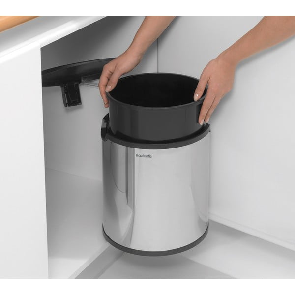 Iš plieno įmontuota šiukšliadėžė blizgios sidabrinės spalvos 15 l – Brabantia-image-2