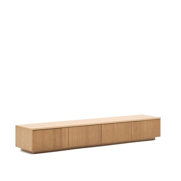 Natūralios spalvos TV spintelė iš ąžuolo 200x30x40 cm Helvine – Kave Home-image-2
