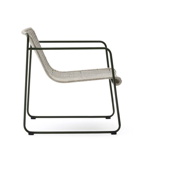 Pilkai žalios spalvos metalinis sodo krėslas Maurina – Kave Home-image-3