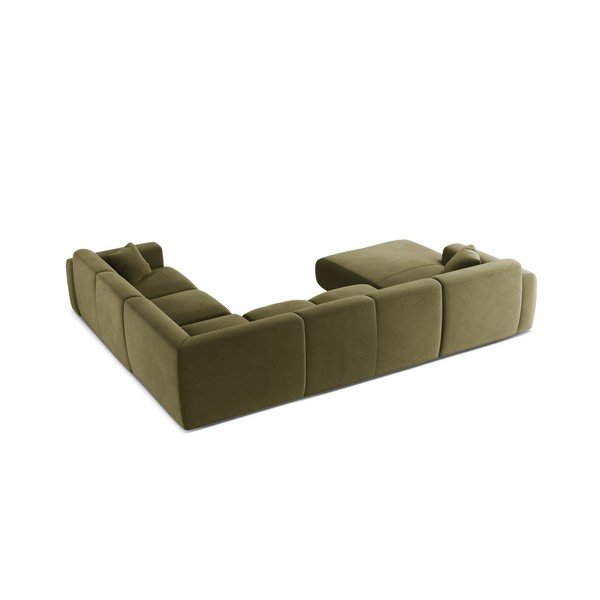 Šviesiai žalios spalvos kampinė sofa iš velveto („U“ formos) Molino – Micadoni -image-2