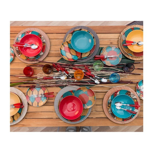 18 dalių spalvotų akmens masės indų rinkinys "Villa d'Este Africa-image-1