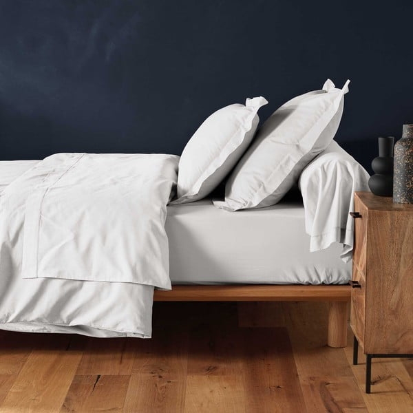 Baltos spalvos iš medvilnės paklodė su guma 90x190 cm Lina – douceur d'intérieur-image-1