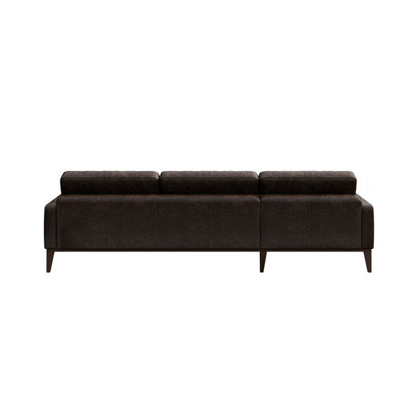 Tamsiai ruda odinė kampinė sofa MESONICA Musso Tufted, dešinysis kampas-image-3