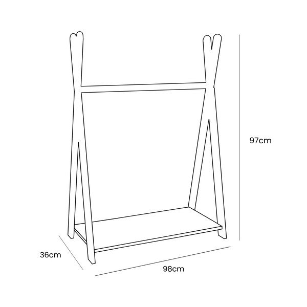 Natūralios spalvos vaikiška drabužių kabykla iš pušies 98x97 cm Montessori – Meowbaby-image-1