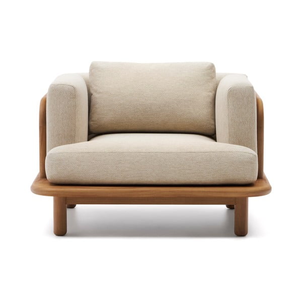 Smėlio spalvos/natūralios spalvos medžio masyvo sodo krėslas Turqueta – Kave Home-image-2