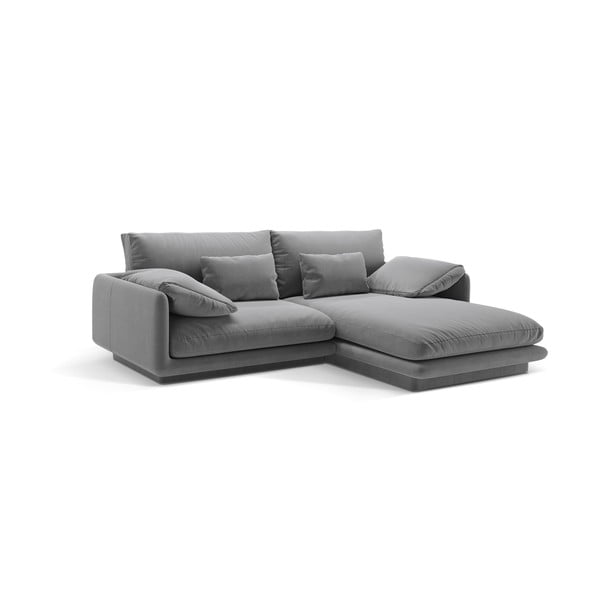 Iš velveto kampinė sofa šviesiai pilkos spalvos (su dešiniuoju kampu/su gultu) Torino – Micadoni -image-2