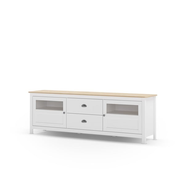 Iš pušies masyvo TV spintelė baltos spalvos 180x59 cm Misti – Marckeric-image-2