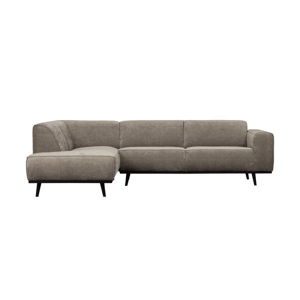 Šviesiai pilkos spalvos iš kordinio velveto kampinė sofa (su kairiuoju kampu/„L“ formos) Statement – WOOOD