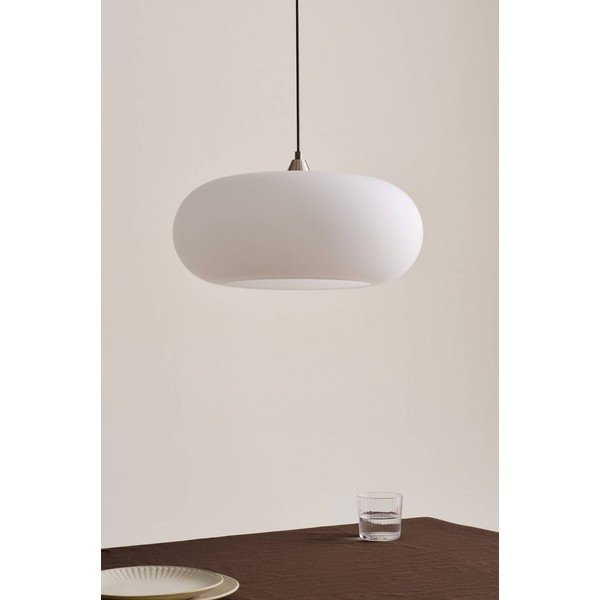 Baltos spalvos/matinės sidabrinės spalvos kabantis šviestuvas iš opalinio stiklo ø 43 cm Thalia – Jotex-image-3