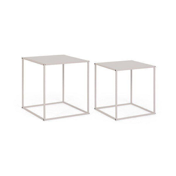 Smėlio spalvos iš metalo kavos staliukai 2 vnt. 38x38 cm Alrik – Yes Everyday-image-2