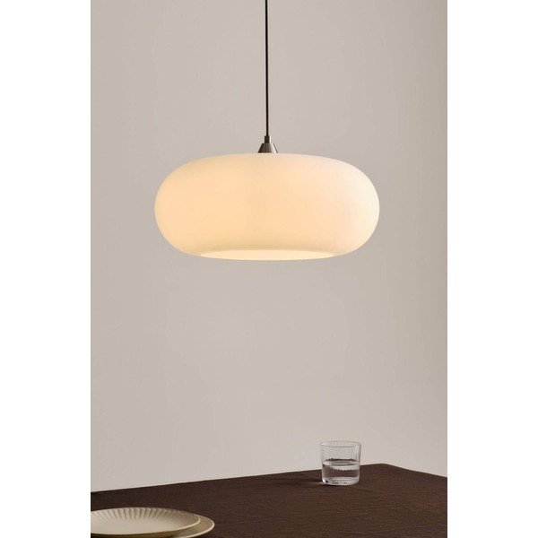 Baltos spalvos/matinės sidabrinės spalvos kabantis šviestuvas iš opalinio stiklo ø 43 cm Thalia – Jotex-image-1