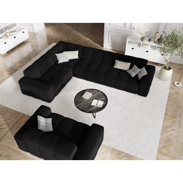 Juodo aksomo kampinė sofa (kairysis kampas) Kendal - Micadoni Home-image-1