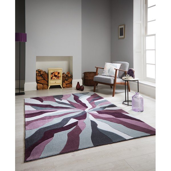 Pilkos ir violetinės spalvos kilimas "Flair Rugs" kilimai "Splinter Purple", 160 x 220 cm-image-3